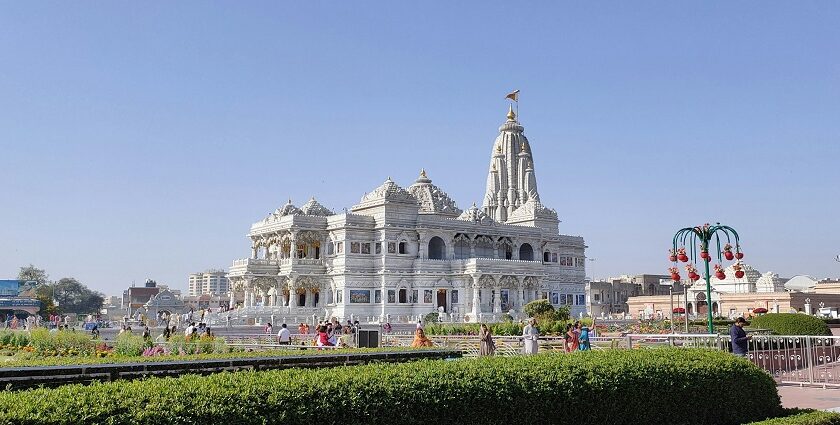 A picture of Prem Mandir temple, which is one of the top places to visit in Vrindavan