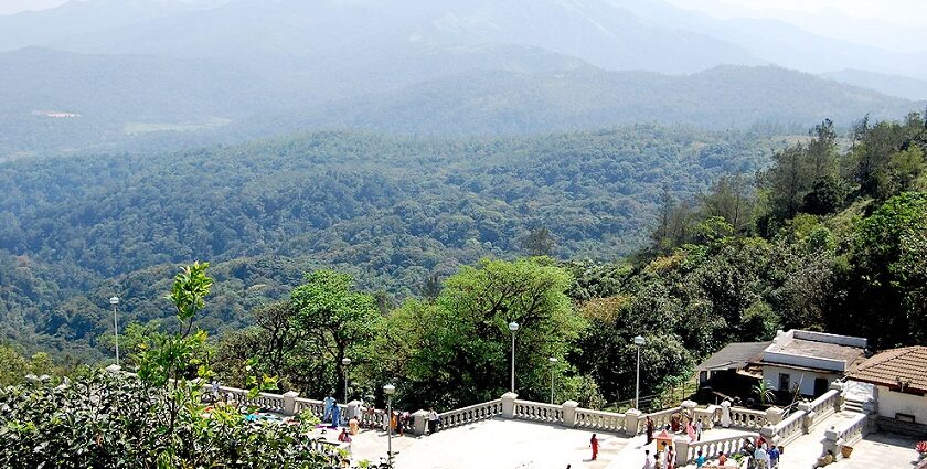 A stunning view of the mountains near Talakaveri Temple in Kotak, Karnataka.