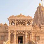 A lovely Hindu temple in Gokul, designed with beautiful carvings and a dome that glitters.