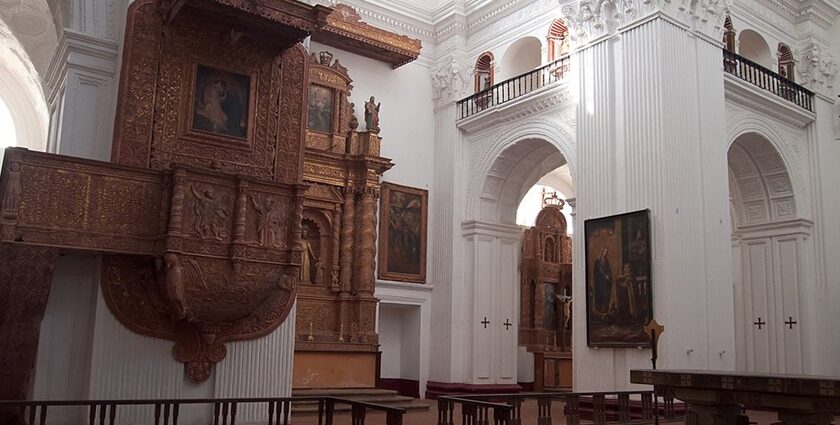 The interiors of one of the churches in North Goa.