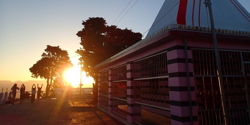 A beautiful sunshine seen in the holy shrine of the Kunjapuri Temple.