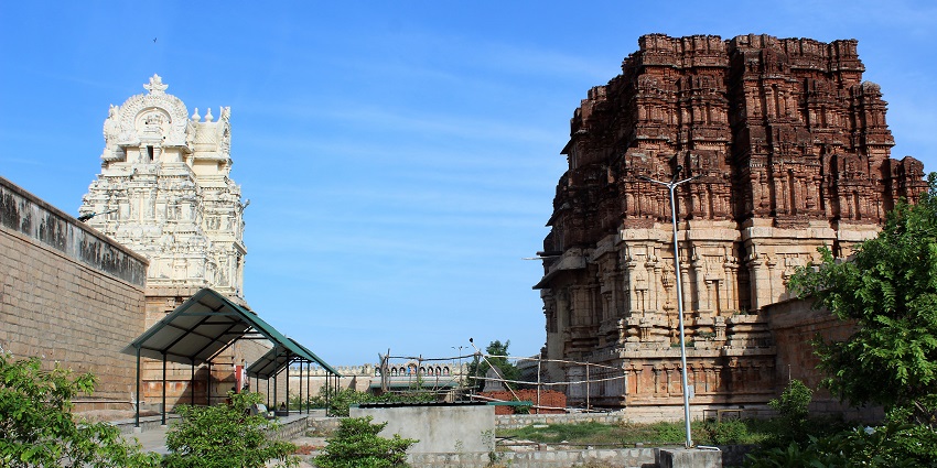 Pundarikakshan Perumal temple complex with the towering gopuram visible from behind