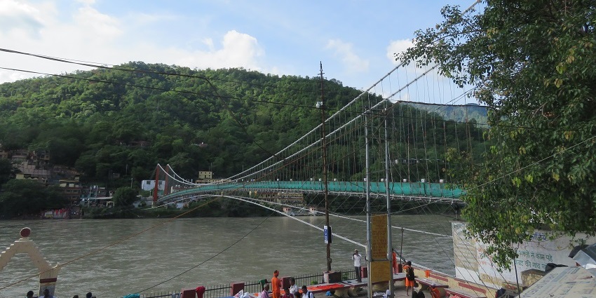 Places for the Rishikesh trip include suspension bridge connecting two banks of the Ganges.
