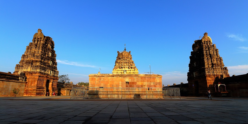 Wide angle view of the temple Ramaswamy Temple, one of the temples near Tirunelveli