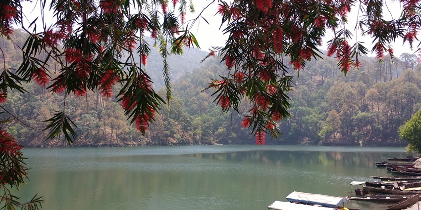 Tranquil lake is perfect for relaxation and scenic views in the Kantal region of Uttarakhand.