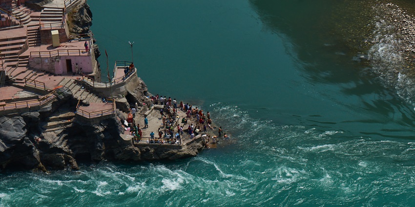 Confluence of Bhagirathi and Alaknanda rivers—mythical source of the Ganges in Devprayag–places to visit in rudraprayag