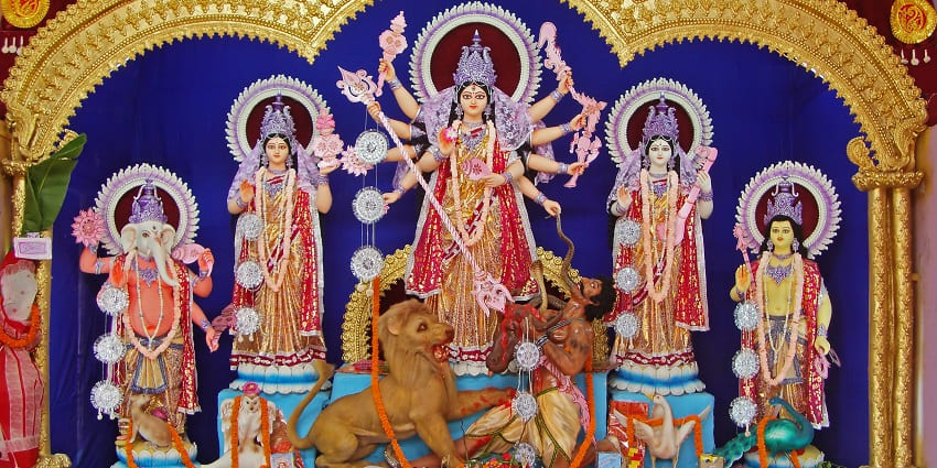 Image of Maa Durga Idol at the sabitri temple, a religious place to visit in Jhargram