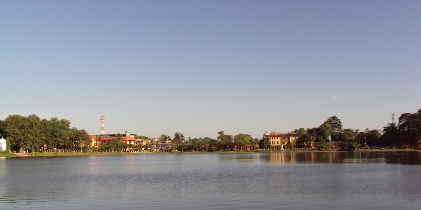 A tranquil evening view of Sagardighi, a man-made lake, in Cooch Behar, West bengal