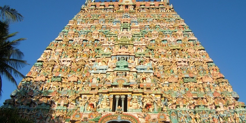 A glimpse of the Sarangapani Temple's carvings, one of the popular temples in Kumbakonam.