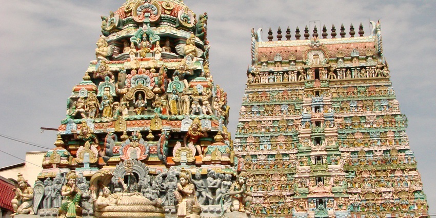 Gopurams of Sarangapani Temple, one of the famous attractions near the Agneeswarar Temple