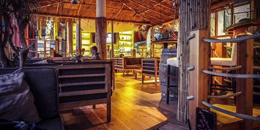 A picture of a beachside bar, one of the best places to experience Greece Santorini nightlife