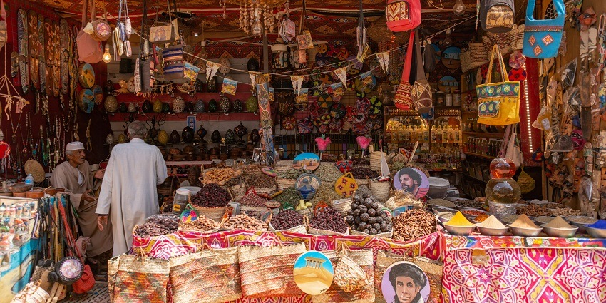 A glimpse of vibrantly coloured objects and clothes being sold at the Shilpgram.