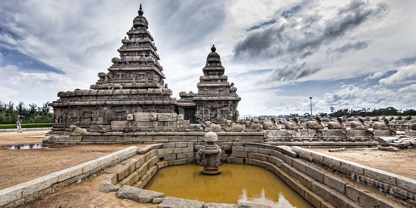 Shore Temple in Mahabalipuram, one of the top places to visit in Tamil Nadu in December.