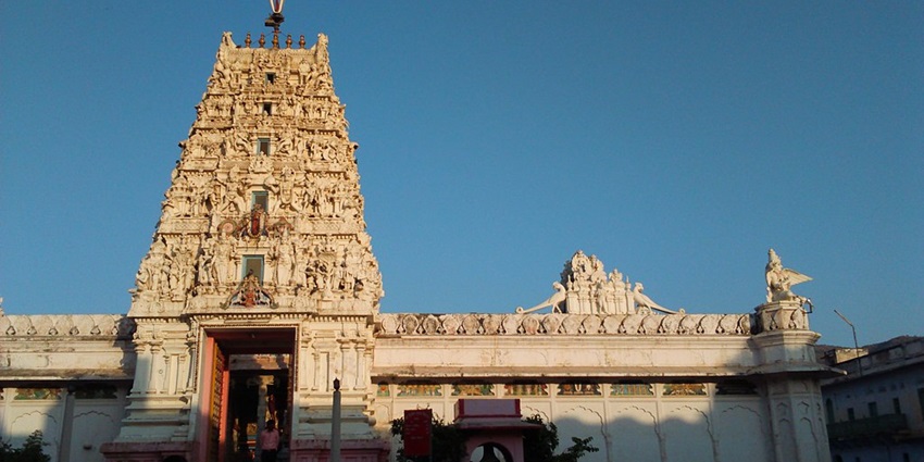 A view of the Shri Rangji Temple in Vrindavan.