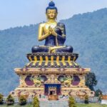 One of the best things to do in Sikkim visit Buddha park against the backdrop of Himalayan