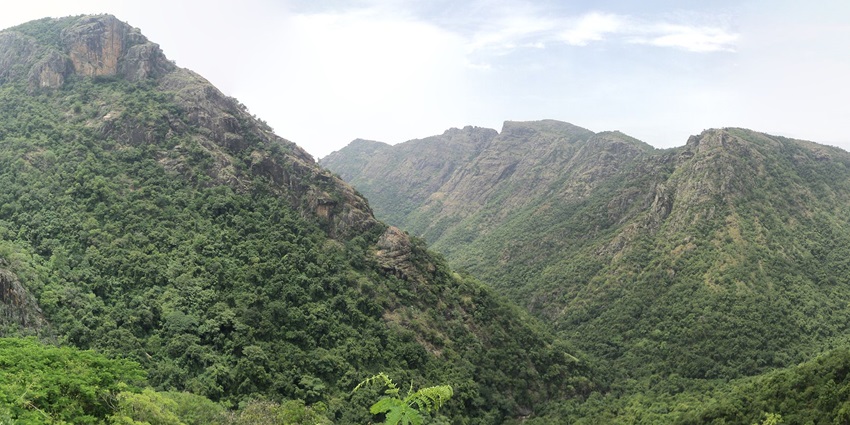 Peaceful Skandashramam ashram nestled on a hill that is ideal for meditation.
