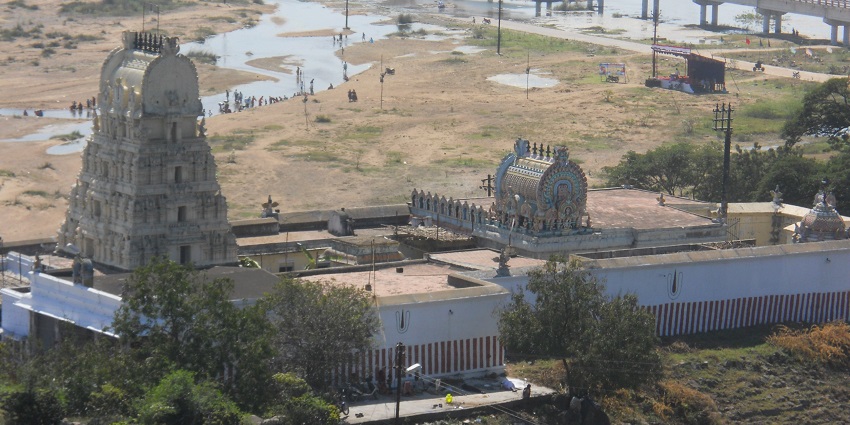Top view of Venkatesa Perumal Temple at Tirumukkoodal near Kanchipuram, Tamil Nadu.