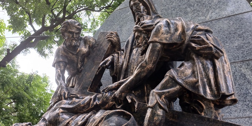 Historic carved statues of Christ and his companions at the St. Thomas Mount shrine