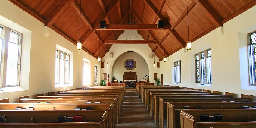 A picture of the Colonial architecture of St. John's Church in Tiruchirappalli, Tamil Nadu.