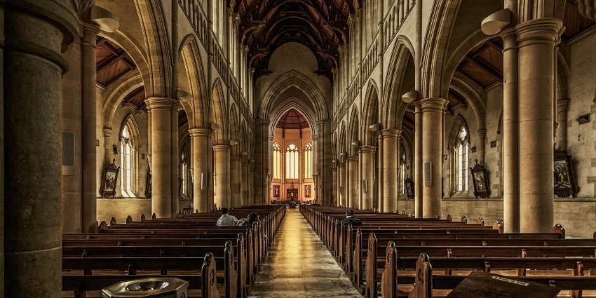 Image of the stunning brown concrete cathedral of St. John's Church, one of the Vellore tourist places