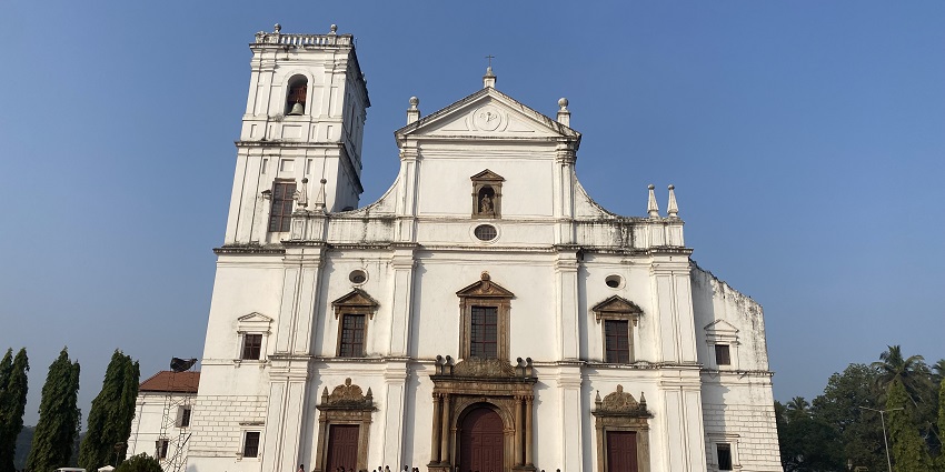 Se Cathedral in Goa, a stunning landmark and one of the top places to visit in Goa in April.
