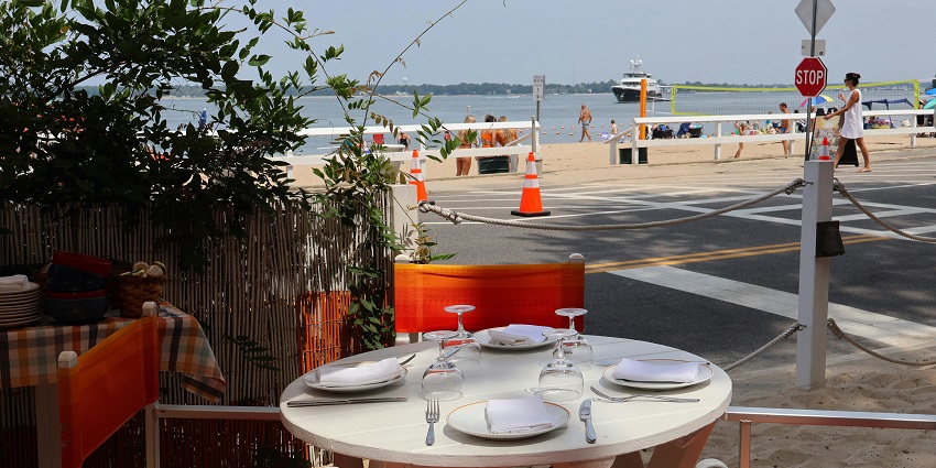 View of Sunset Grill, a popular beach restaurant in Chennai