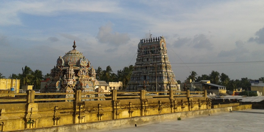 Swamimali Murugan temple complex with the architecture of the main shrine visible