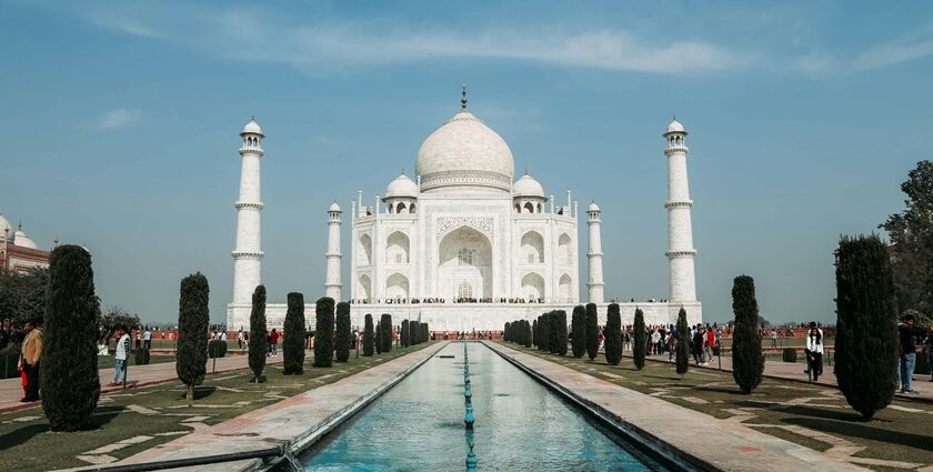 Picturesque view of Taj Mahal, a famous tourist attraction in Agra