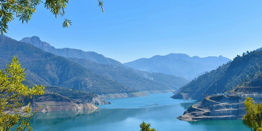 Captivating reservoir formed by the Tehri Dam's construction for a unique experience.