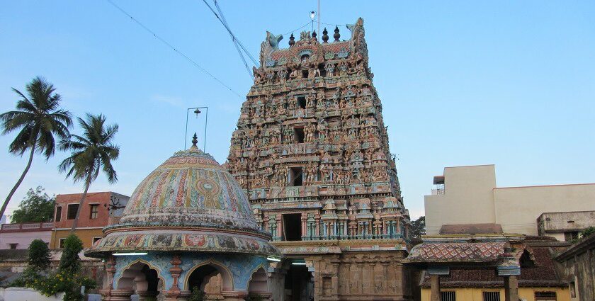 An image of Chakrapani Temple, one of the famous temples in Kumbakonam.