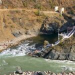 A serene site of the Alaknanda River, captured from a temple in Rudraprayag