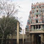 Thadikombu Temple complex with its gopuram in traditional architecture and people