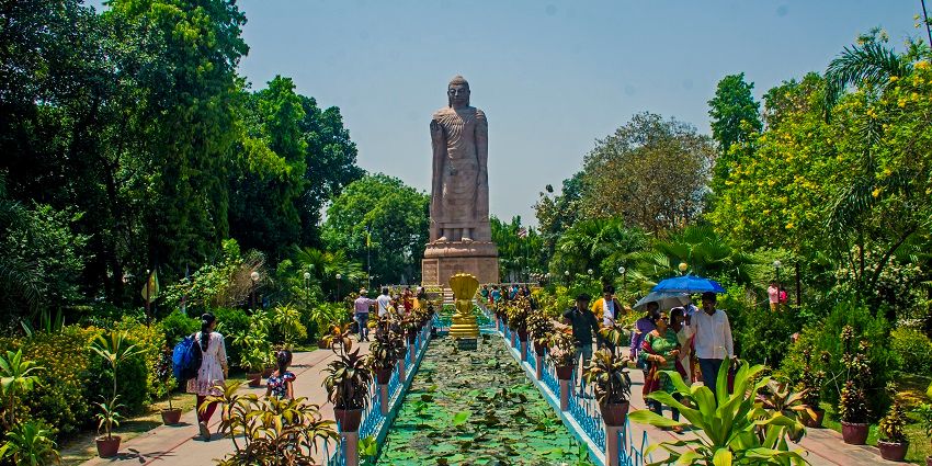 Enlarged statue of Buddha at Thai temple near Sarnath Museum