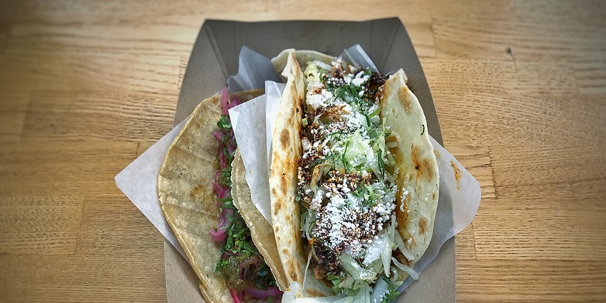 Tacos, filled with pork meat and array of veggies and cheese, served in a fancy plate
Viewers of this file can see comments and suggestions