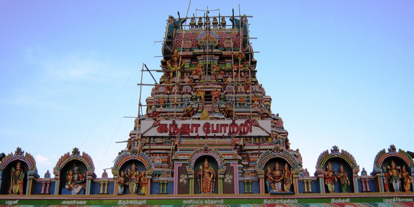 Sri Kandaswamy Temple is surrounded by greenery - one of the places to visit in Salem.