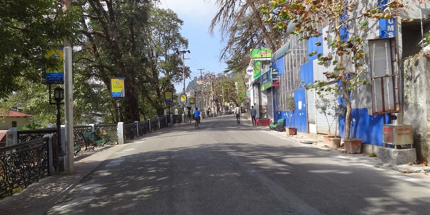 The Mall Road, a lively promenade filled with shops, eateries, and a vibrant atmosphere.