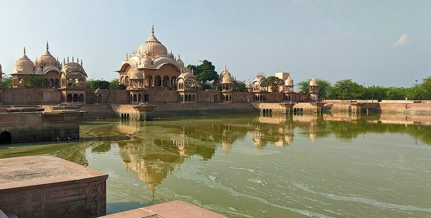 A picture of Mathura with temples and ghats showcasing the top things to do in Mathura