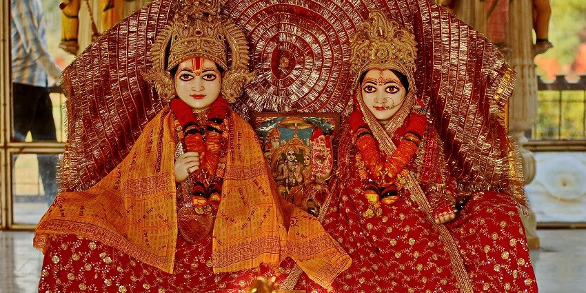 Thiruvallikeni Parakala Ramar Temple in a lively setting with vibrant decorations.
