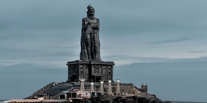 The Thiruvalluvar Statue is a 133 feet (40.6 m) tall stone sculpture of the Tamil poet and saint Tiruvalluvar