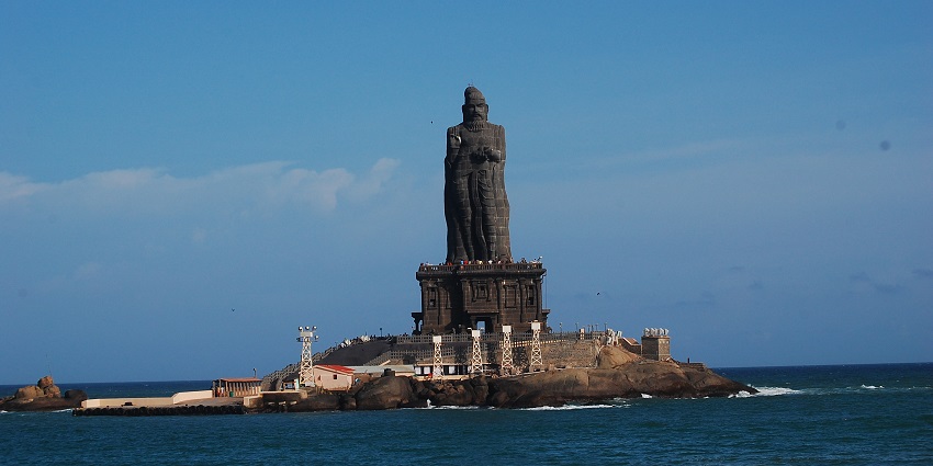 An Image shows view of the Thiruvalluvar statue.