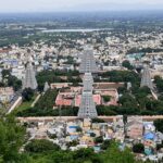 A stunning view of the Arunachaleswara Temple in Thiruvannamalai, Tamil Nadu, India.