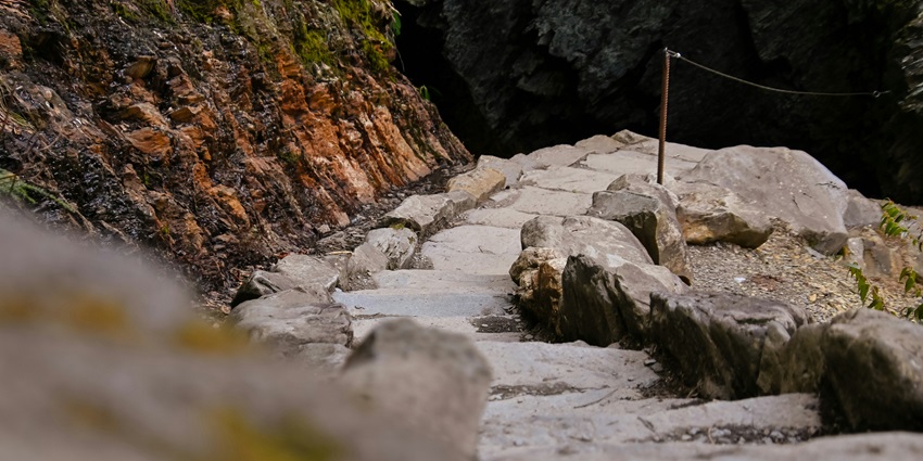 steps similar to the one that the visitors need to climb up to reach the temple.