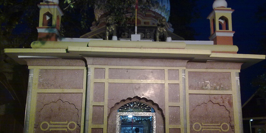 A view of the Trilokpur Temple showcasing rustic charm and spiritual significance.