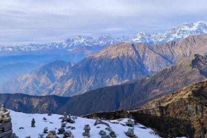 Chaukhamba peaks as seen from Tungnath with a stunning view to Tungnath trekking