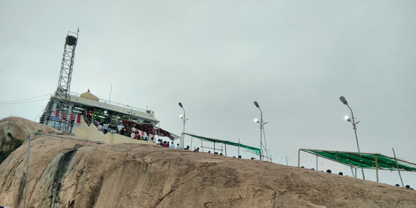 View of Uchi Pillayar Temple located on a rock hill, a famous Varahi Amman temple in Trichy.