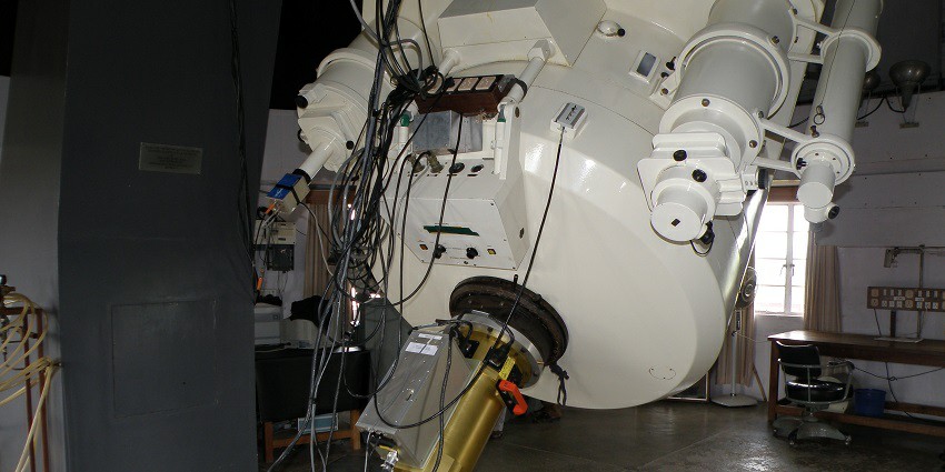 Image of the closeup view of the impressive 40-inch telescope at Vainu Bappu Observatory