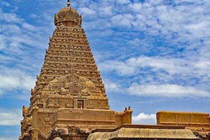 An image of a historical temple similar to the Varahi Amman temple in Tamil Nadu.