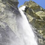 A view of the 400 feet high Vasundhara Waterfalls in the hills of lower Himalayas