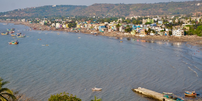 An aerial image of Velankanni Beach, one of the most visited places in Velankanni.