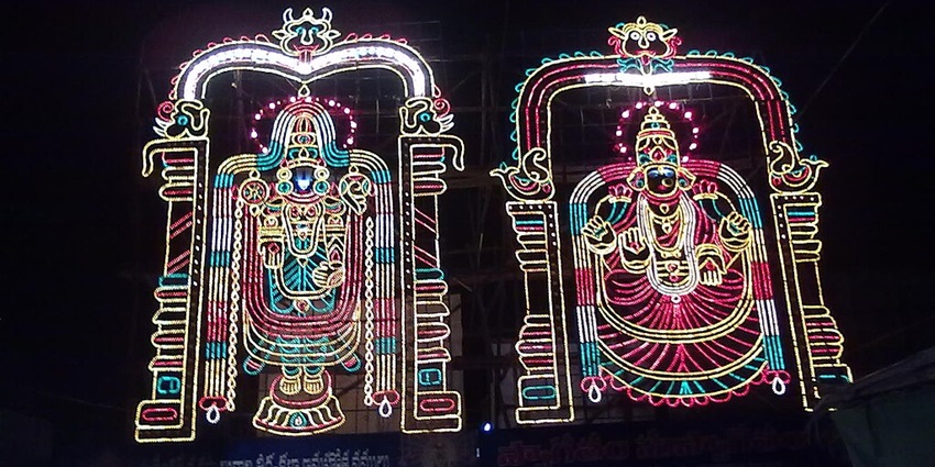 An image of the Venkanna Babu Temple features intricate architecture and carvings.